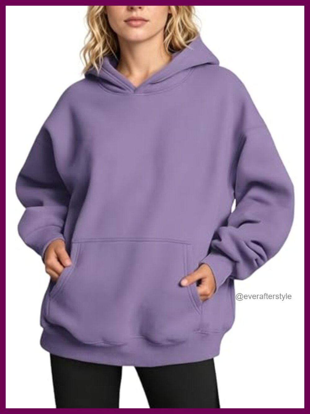 Oversized Hoodie 50% Cotton Fleece Drop Shoulder Pullover with Pockets
